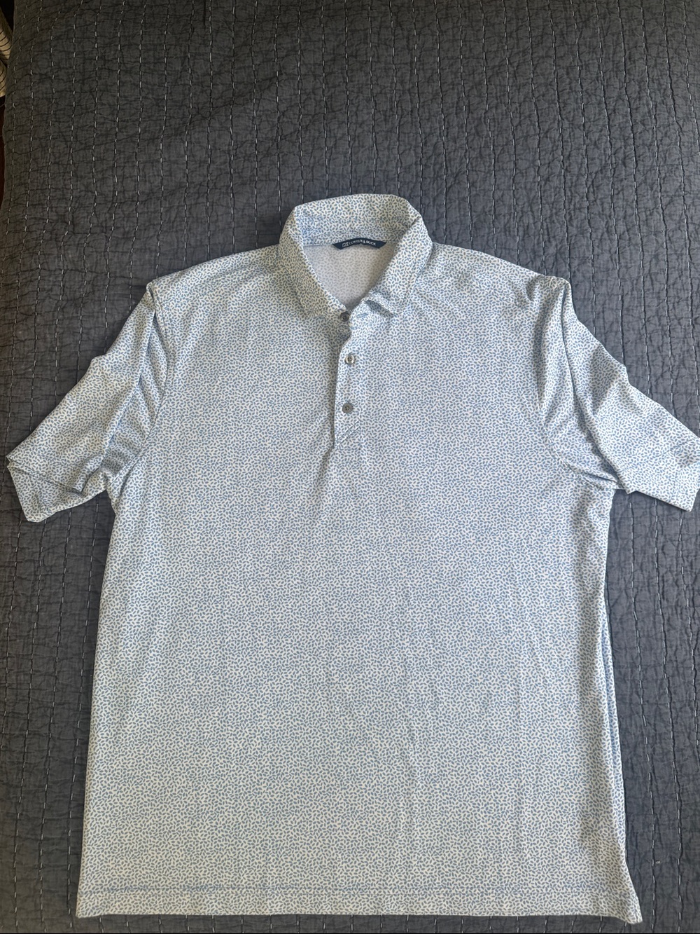 Cutter and Buck Men's Light Blue Micro-Print Polo Shirt Size Large